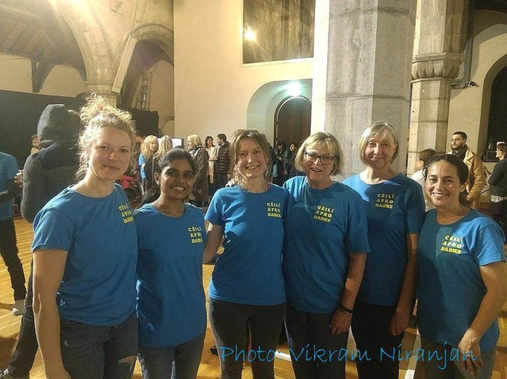 Here I am with six dancers as part of a multicultural dance project in Limerick.