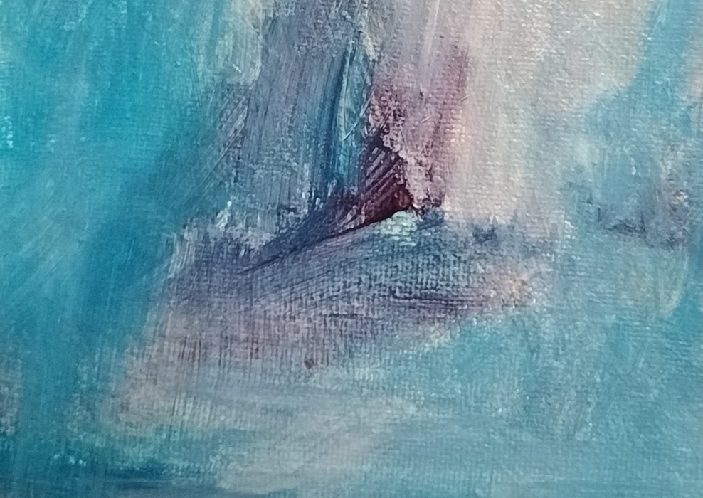 Blue, white, and whine coloured paint strokes.